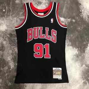 Dennis Rodman #91!! Chicago Bulls Black Mitchell & Ness Swingman Jersey Mens NWT