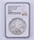 MS70 2008-W Reverse of 2007 Burnished Silver Eagle NGC Brown Label
