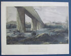 Original 1871  Etching “ RICHMOND FROM THE JAMES “ River Bridge Hand Tinted