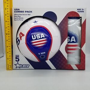 Player USA World Championship Soccer Combo Pack Bag Bottle Pump & Size 5 Ball