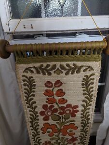 Vintage woven hanging floral tapestry runner - earth tones