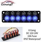 6 Gang LED Circuit Toggle Switch Panel ON/OFF Waterproof for RV Car Marine Boat