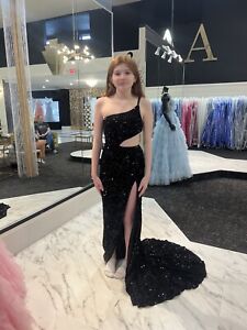 Amazing Prom Dress Black Sequin Train Size 0