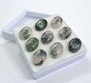 [WHOLESALE] NATURAL MOSS AGATE CABOCHON OVAL SHAPE LOOSE GEMSTONES
