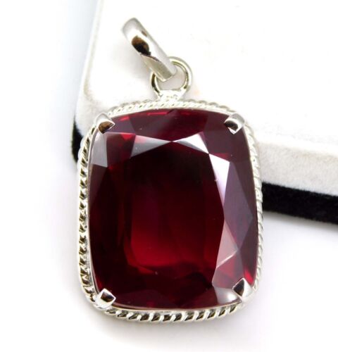 108.90 Ct Red Ruby Cushion Solid 925 Sterling Silver Stunning Pendant For Unisex