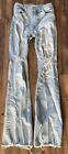 Zara High Waisted Ripped Flared Jeans Size 6 Distressed