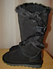 NWT BEARPAW Women's Sheilah Knee High Boots Black Fur Suede Size 10