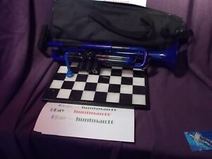 Blue Plastic Bb Trumpet (Pbone) with gig bag, mouthpiece