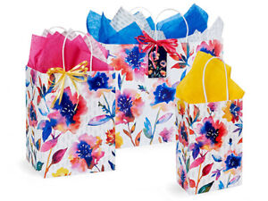 FLORAL RAIN Design Gift Paper Gloss Bag Choose Size & Package Amount