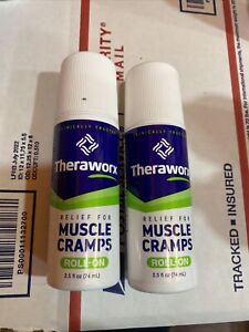 2 Theraworx Relief for Muscle Cramps Roll On 2.5oz. EXP-05/2025 Fast Shipping !