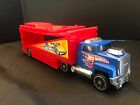 2004 Mattel Hot Wheels Semi-Truck Car Carrier 1679DP Red Truck Blue Carrier