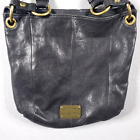 Fossil Long Live Vintage 1954 Black Leather Shoulder bag Hand bag Purse 11x11x2