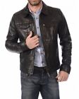 Men's Black leather Jacket Genuine Real Soft Lambskin Leather Man Classic Coat