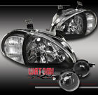 93 94 95 HONDA DEL SOL CRYSTAL JDM BLACK HEAD LIGHT+CORNER W/BUMPER FOG LAMP KIT (For: Honda)