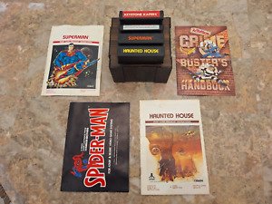 New ListingAtari 2600 Game Lot in holder with manuals -Superman Spiderman  Keystone Kapers