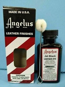 Angelus Jet Black Leather Dye 3 oz. with Applicator for Shoes Boots Bags NEW