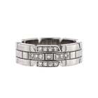 Cartier Tank Francaise Ring 18K White Gold with Half Diamonds 6mm -