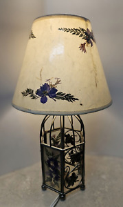 Decorative Small Metal Birdcage Lamp Metal Ivy Wildflowers Matching Shade