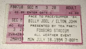7/18/1994 Elton John Billy Joel Face to Face '94 Concert FOXBORO Ticket Stub