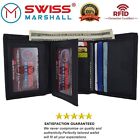 Swiss Marshall Men's RFID Blocking Premium Leather Classic Trifold Wallet NEW