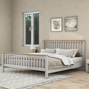 New ListingFull/Queen/King Size Bed Frame Wood Platform Bed Frame with Wooden Headboard