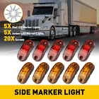 5x Amber+ Red 5x LED Car Truck Trailer Oval RV 2.5