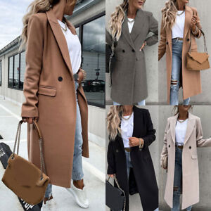 Women Overcoat Woolen Trench Coat Ladies Winter Warm Long Jacket Outwear Tops❉