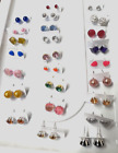 Pierced Kids Earrings Lot 25 pair Star Heart Stud Crystal Ball Pink Small Size
