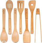 Cooking Set Wooden Utensils Kitchen Spoons Bamboo 7-Pack Nonstick No Wood