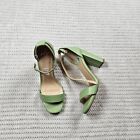 Delicious Womens Size 7.5 Thick Block High Heels Ankle Strap Open Toe Green