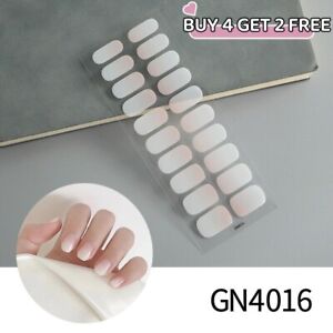 Gel Nail Art Stickers French Full Nail Wraps Waterproof Strips Solid Color HOT