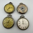 Lot of 4 Westclox Dollar Pocket Watches, As Is For Repair