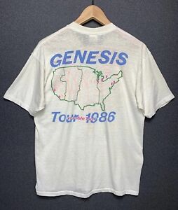 Vintage 1986 Genesis Invisible Touch Tour Band Shirt Phil Collins Sz XL - Large