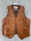 VINTAGE SEARS THE LEATHER SHOP BROWN WESTERN BUTTON VEST MENS 44 TALL