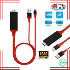 MHL USB-C Type C to HDMI USB A HD TV Cable Adapter For Android Phones Tablet RED