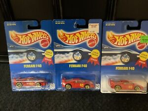 Hot Wheels Lot Of Three Red Ferraris With Three Different Wheel Variations