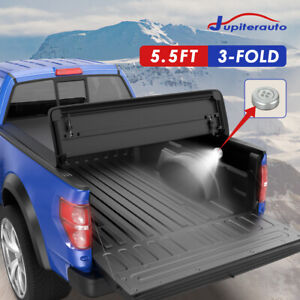 5.5FT 3-Fold Tonneau Cover Truck Bed w/ LED Lamp For 04-08 Ford F-150 Short Bed (For: Ford F-150)