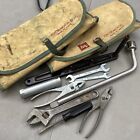 Vintage TOYOTA MOTOR Roll up Bag Wrench Pliers Screwdriver TEQ Tool Kit of 2 OEM