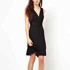 CABI After Five DRESS size Small BLACK Front Wrap Sleeveless #497 Rayon Knit EUC