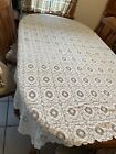 Vintage Ivory Lacy Tablecloth ~ 52