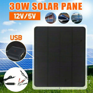 30W Solar Panel 12V Trickle Charge Battery Charger For Maintainer Marine RV Car