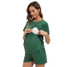 Women's Maternity Nursing Pajama Short Sleeve Top+Shorts Breastfeeding Pajamas