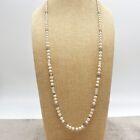 LOFT Necklace Womens White Faux Pearls Clear Faceted Beads 26 Inch Jewelry