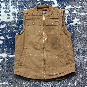 Wrangler Workwear Vest Adult M (38-40) Brown 4 Pocket Full Zip Up