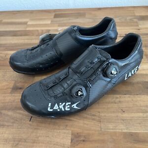 New ListingLAKE CX403 Road Cycling Shoes White/Black Carbon Size  US 12.0 EU 45.0 NEW