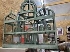 Large French Blue Green Vintage Iron Wire+Wood Mansion Taj Mahal Style Bird Cage
