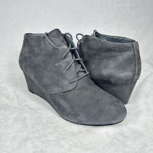 Vionic Women’s Boots Becca Gray Comfort Wedge Gray Suede Lace Size 9 Support
