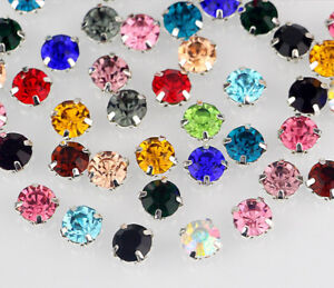 5mm-8mm crystal Sew On glass cup Rhinestone Montees silver base Beads Craft Gem
