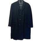 Vintage Black Cashmere Overcoat Mens Large Lined Topcoat Coat