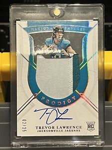 2021 NATIONAL TREASURES TREVOR LAWRENCE ROOKIE PATCH AUTO SILVER RC /25 On Card